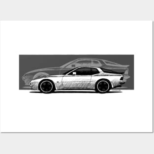 My drawing of the classic coupe sports car with fuchs rims Posters and Art